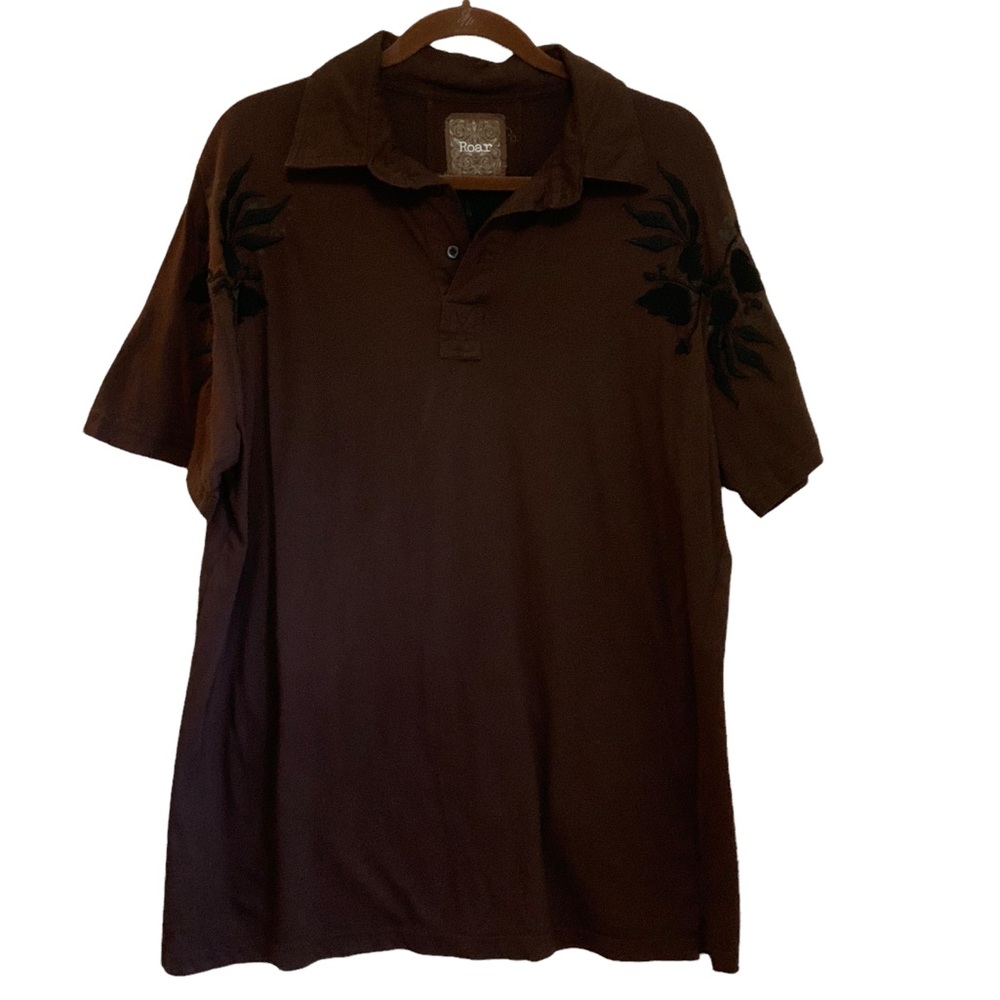 ROAR Imperial Dominion Brown Polo Short Sleeve sz 2XL